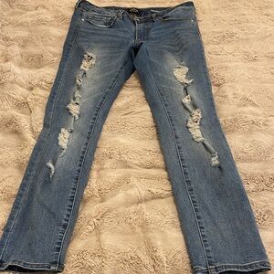 Bebe Size 4  Blue Distressed Skinny Jeans